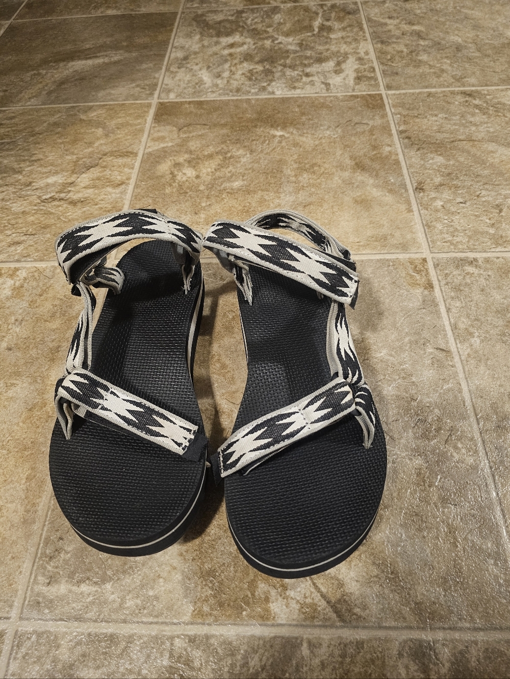 Teva Black and White Aztec-Strap Women's Sandals